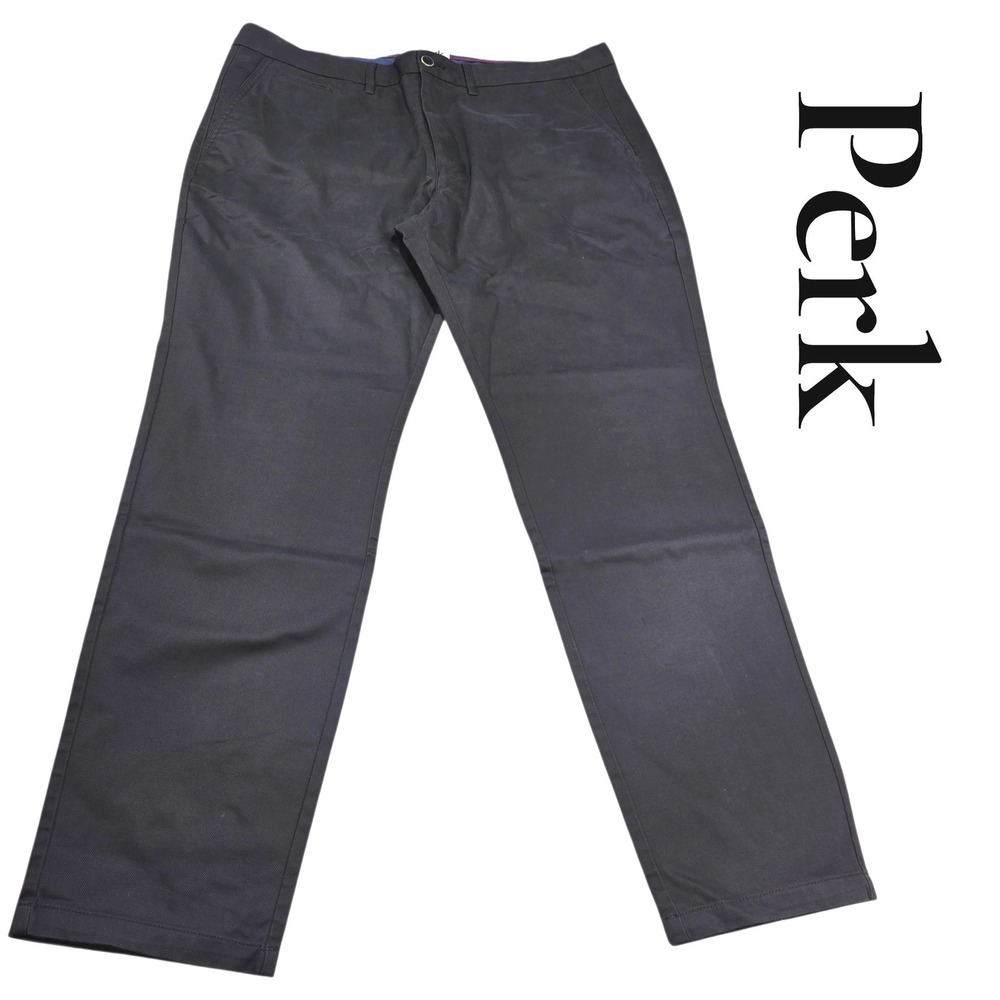 Perk Chino Pants 40/32 Charcoal Grey Cotton Stretch Slim Fit Feel Good Chinos